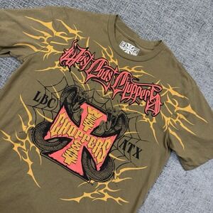 West Coast Chopper T Shirt Men's Medium Green Biker Graphic Print Grunge